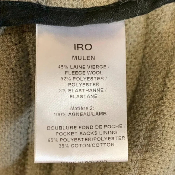 Iro Women's Mullen‎ Combo Rib Knit Leather Sleeve Moto Jacket Size 42/XL - Picture 9 of 13